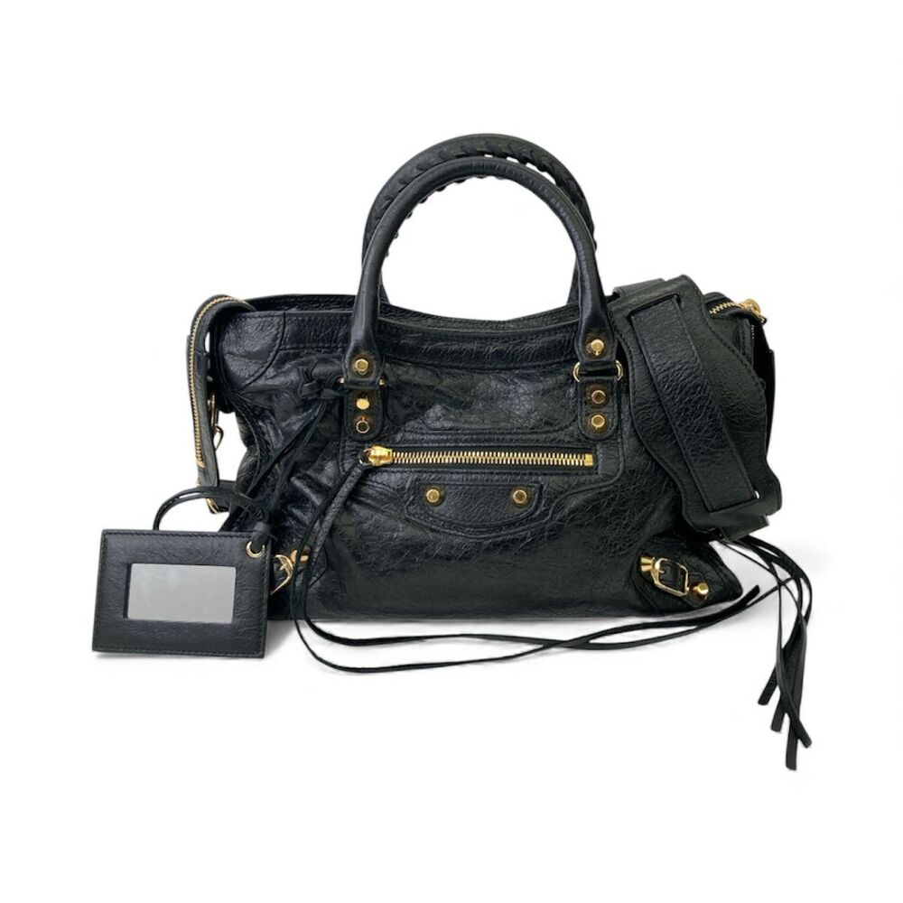BALENCIAGA City Shoulder Bag Leather Black